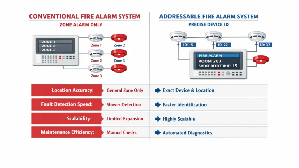 Difference Between Addressable and Conventional Systems