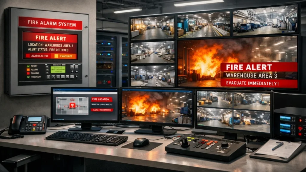 Data Communication Between Fire Alarm and Surveillance Systems