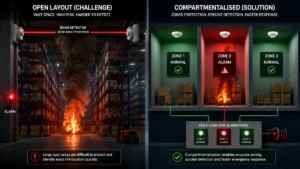 Fire Detection Strategy in Open vs Compartmentalised Industrial Layouts