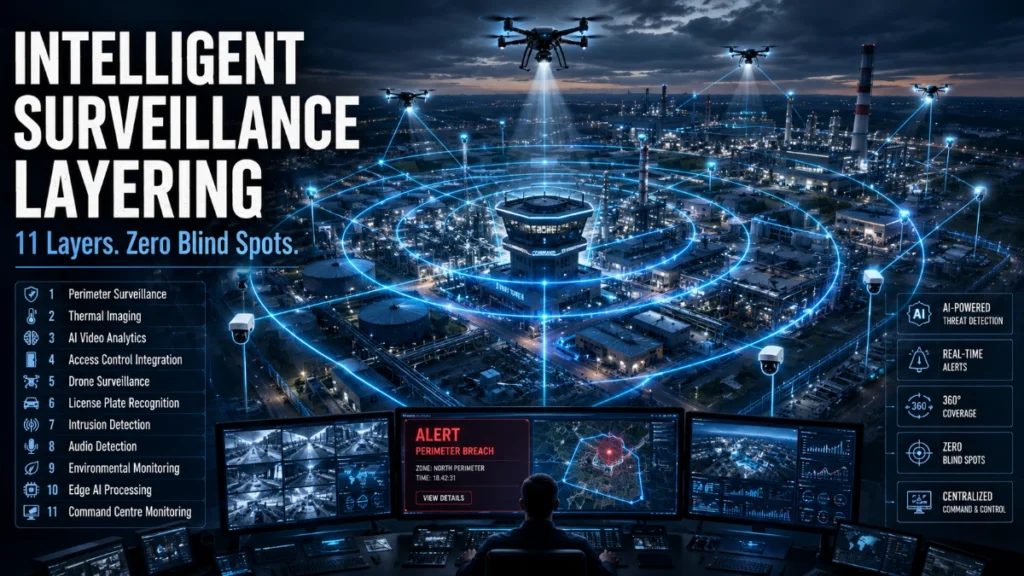 Intelligent Surveillance Layering for Industrial Campuses