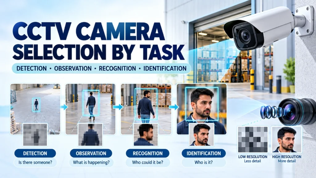 CCTV Camera Selection by Task: Detection, Observation, Recognition or Identification